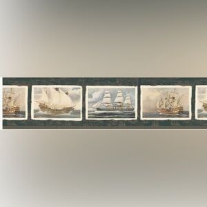 Sailing Ships Border FS73754 - Discontinued - Vinyl, Pre-pasted, 7”x 15’ - New
